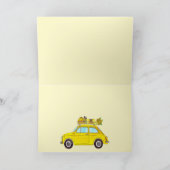 Yellow Retro Fiat 500 Topolino Kaart (Binnen)