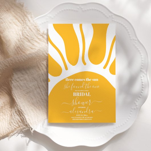 Yellow Retro Hier komt de zon Vrijgezellenfeest Kaart