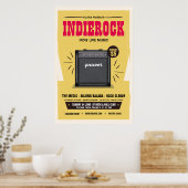 Yellow Retro  Indie Rock Music Party Poster (Keuken)