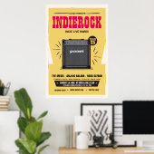 Yellow Retro  Indie Rock Music Party Poster (Thuiskantoor)