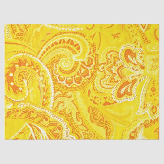 Yellow Retro Paisley Bandanna/Bandana Tissuepapier (Voorkant)