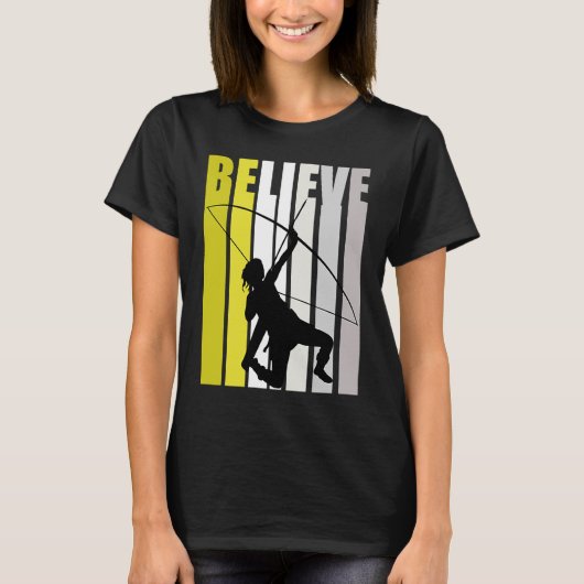 Yellow Retro Weomens geloven dat Archery Motivatie T-shirt (Voorkant)