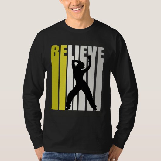 Yellow Retro Womens Believe Dance Motivational Ins T-shirt (Voorkant)