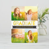 Yellow Ribbon Afstuderen Fotogradatie Party Kaart (Staand voorkant)