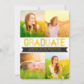 Yellow Ribbon Afstuderen Fotogradatie Party Kaart (Voorkant)