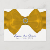 Yellow Ribbon Bow & Diamonds legant Save the Date Aankondigingskaart (Voorkant)