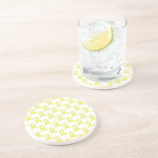 Yellow Ribbon Pattern Zandsteen Onderzetter (Zijkant)