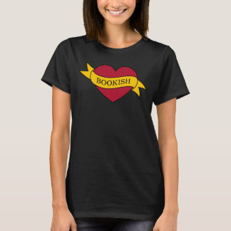 Yellow Ribbon Pink Bookish Heart T-shirt
