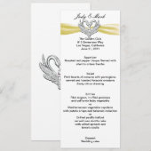 Yellow Ribbon Silver Swans Menu Card (Voorkant / Achterkant)