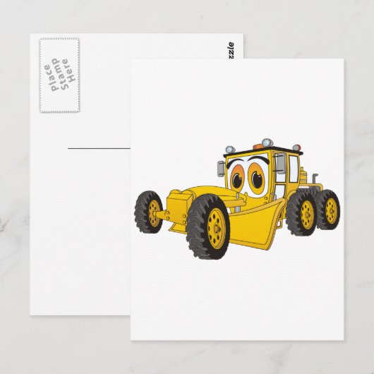 Yellow Road Grader Cartoon Briefkaart (Voorkant / Achterkant)