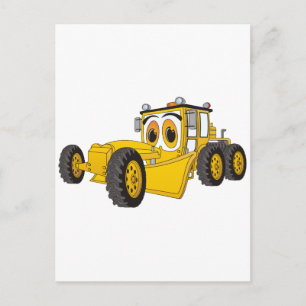 Yellow Road Grader Cartoon Briefkaart