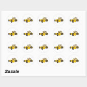 Yellow Road Grader Cartoon Ronde Sticker (Vel)
