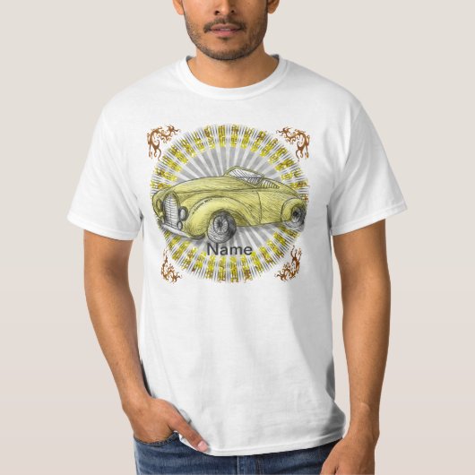 Yellow Roadster Car T-shirt (Voorkant)