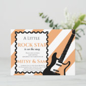 Yellow Rock Star Rock a bye Baby shower Invitation Kaart (Staand voorkant)