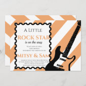 Yellow Rock Star Rock a bye Baby shower Invitation Kaart (Voorkant / Achterkant)