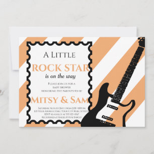 Yellow Rock Star Rock a bye Baby shower Invitation Kaart