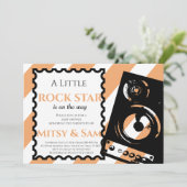 Yellow Rock Star Rock a bye Baby shower Invitation Kaart (Staand voorkant)