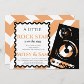 Yellow Rock Star Rock a bye Baby shower Invitation Kaart (Voorkant / Achterkant)