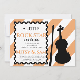 Yellow Rock Star Rock a bye Baby shower Invitation Kaart