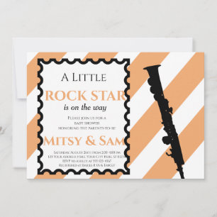 Yellow Rock Star Rock a bye Baby shower Invitation Kaart