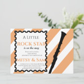 Yellow Rock Star Rock a bye Baby shower Invitation Kaart (Staand voorkant)