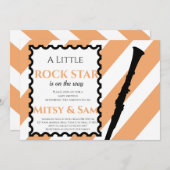 Yellow Rock Star Rock a bye Baby shower Invitation Kaart (Voorkant / Achterkant)