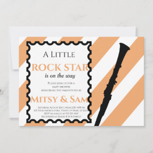 Yellow Rock Star Rock a bye Baby shower Invitation Kaart