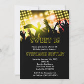Yellow Rock Star Sweet 16 Birthday Invitation Kaart (Voorkant)