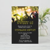 Yellow Rock Star Sweet 16 Birthday Invitation Kaart (Staand voorkant)