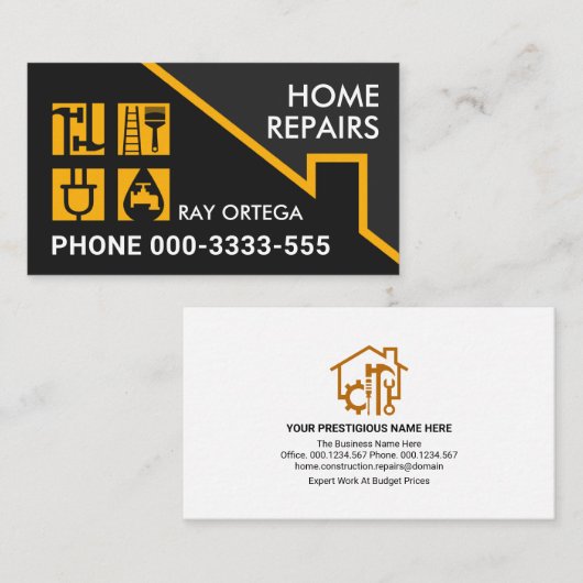 Yellow Roof Handyman's Window Pane Visitekaartje (Voorkant / Achterkant)