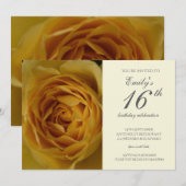Yellow Rose 16e verjaardagsfeest uitnodiging (Voorkant / Achterkant)