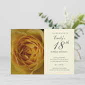 Yellow Rose 18e verjaardagsfeest uitnodiging (Staand voorkant)