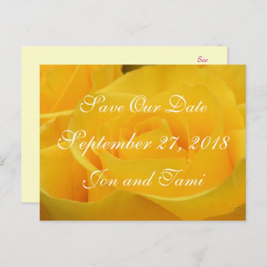 Yellow Rose 1915 Bewaar de datum of elke gelegenhe Aankondigingskaart (Voorkant / Achterkant)