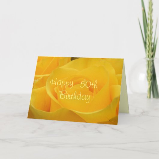 Yellow Rose 50th Birthday- aanpassen van elke gele Kaart (Voorkant)