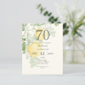 Yellow Rose 70e budget uitnodiging voor verjaardag (Staand voorkant)