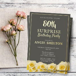 Yellow Rose 80th Surprise Birthday Party Folie Uitnodiging