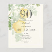 Yellow Rose 90e budget uitnodiging voor verjaardag (Voorkant)