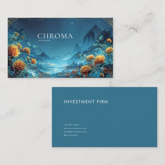 Yellow Rose and Mountain Village Twilight Visitekaartje (Voorkant / Achterkant)