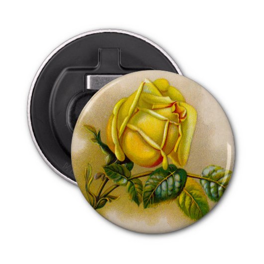Yellow Rose Antiek  Print Fine Art Button Flesopener (Voorkant)