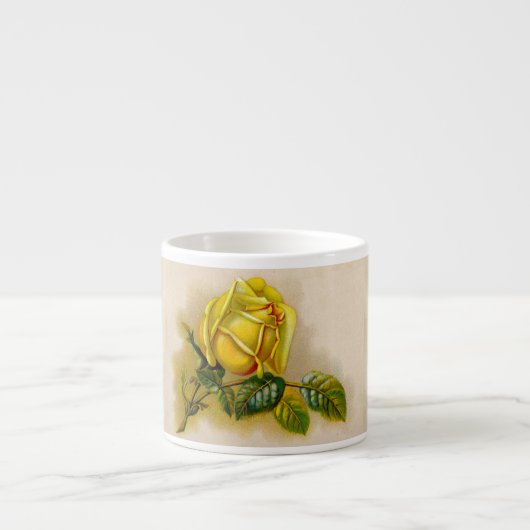 Yellow Rose Antiek  Print Fine Art Espresso Kop (Voorkant)