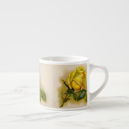 Yellow Rose Antiek Print Fine Art Espresso Kop (Rechts)