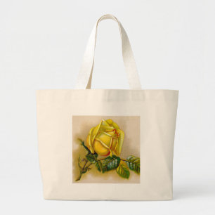 Yellow Rose Antiek  Print Fine Art Grote Tote Bag