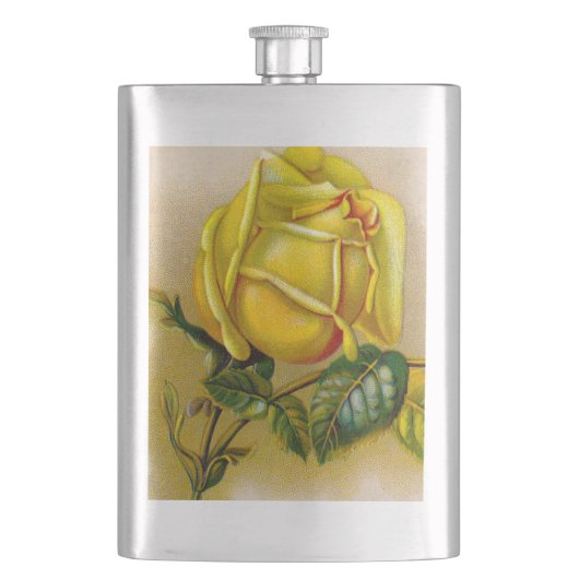 Yellow Rose Antiek  Print Fine Art Heupfles (Voorkant)