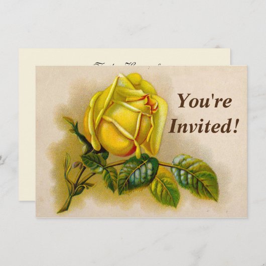 Yellow Rose Antiek Print Fine Art Kaart (Voorkant / Achterkant)