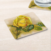Yellow Rose Antiek  Print Fine Art Kartonnen Onderzetters (Schuin)