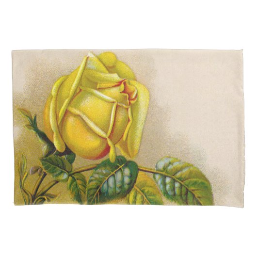 Yellow Rose Antiek Print Fine Art Kussensloop (Voorkant)