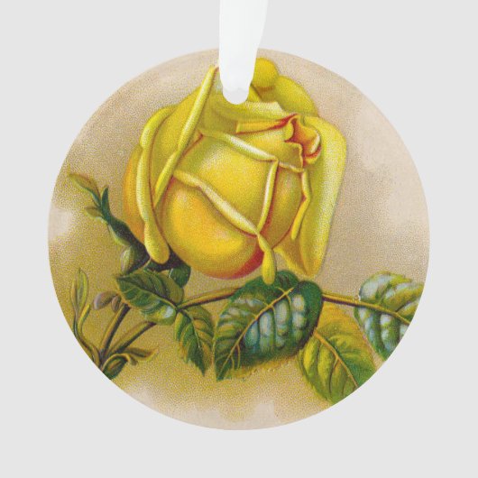 Yellow Rose Antiek  Print Fine Art Ornament (voorkant)