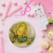 Yellow Rose Antiek Print Fine Art Papieren Bordje (Feest)