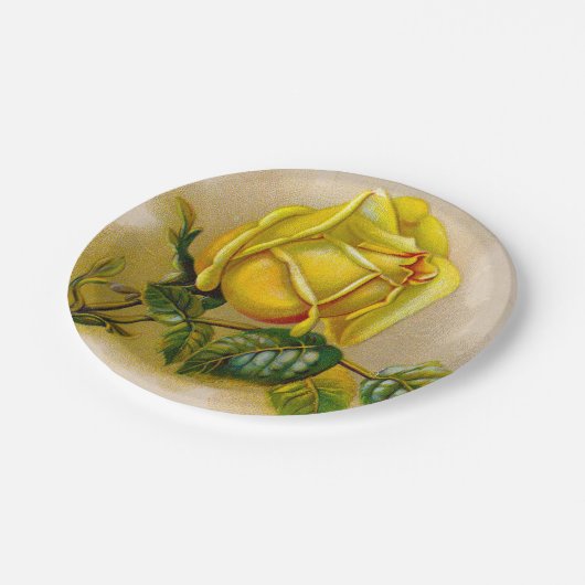 Yellow Rose Antiek  Print Fine Art Papieren Bordje (Gekanteld)