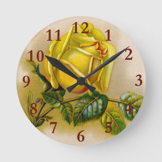 Yellow Rose Antiek  Print Fine Art Ronde Klok (Voorkant)